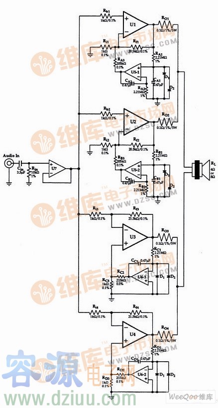 多組LM4780并聯輸出<a href=http://www.mnu8.com/gongfangdianlu/ target=_blank class=infotextkey>功放電路</a>