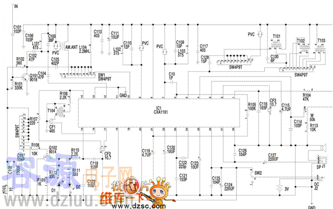 多功能收音機電路原理圖