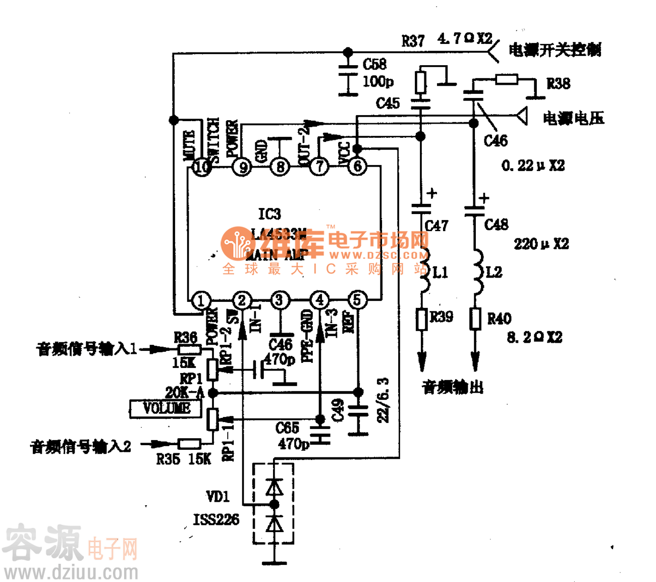 LA4533 M集成塊的典型應用電路
