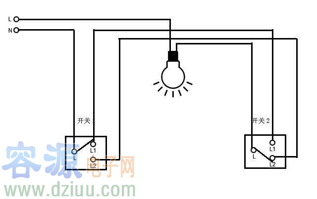 雙控開關(guān)接線圖