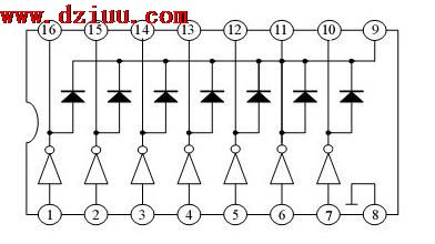 ULN2003A引腳圖 ULN2003A引腳圖及應用電路