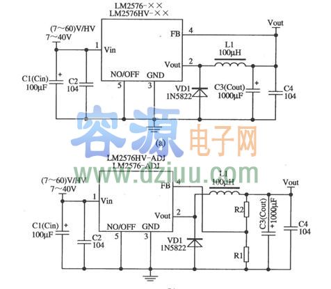 介紹開關集成穩壓器LM2576系列的典型應用電路